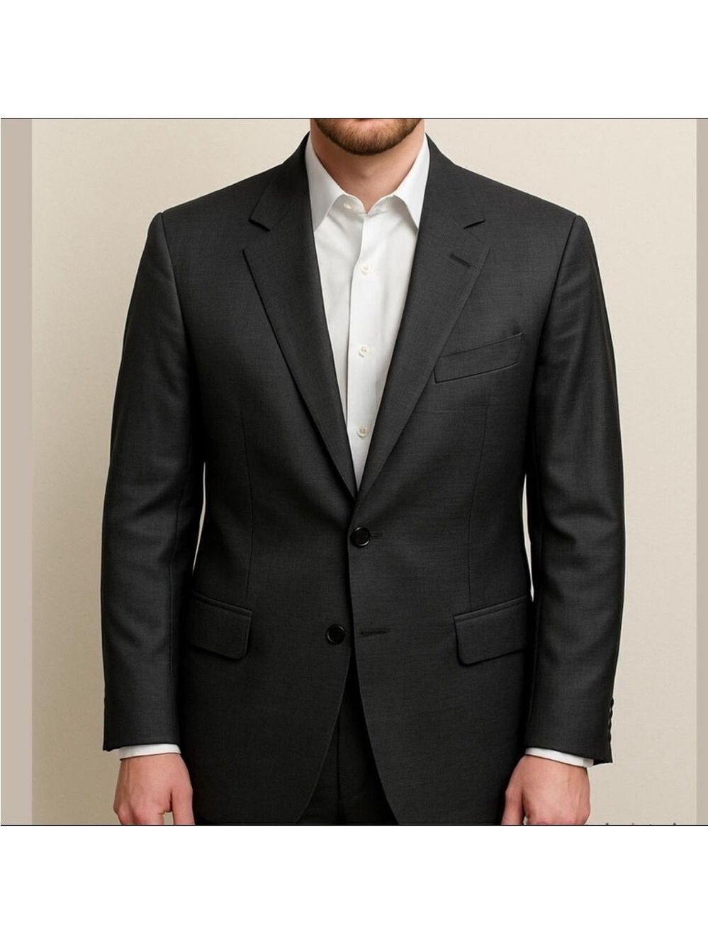 ERMENEGILDO ZEGNA 100% wool Men's Blazer lined flap pockets topstitch grey 44S